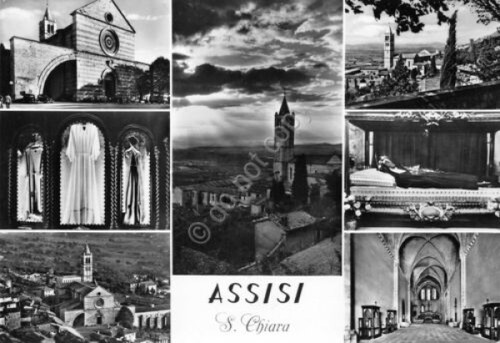 Cartolina Assisi Santa Chiara vedute (Perugia)