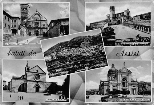 Cartolina Assisi vedute 1956 (Perugia)