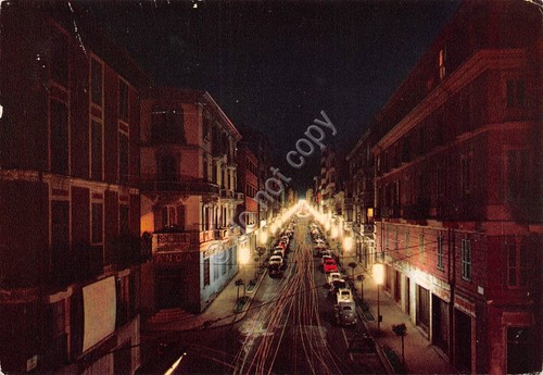 Cartolina Asti Corso Dante notturno 1968 segnata