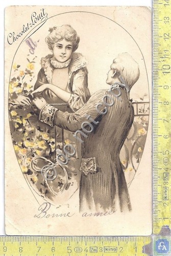 Cartolina augurale Buon Anno Bonne Annee Chocolat Louit 1905