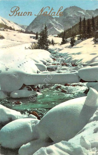 Cartolina augurale Buon Natale neve ruscello monti (Augurali)