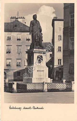 Cartolina Austria Salzburg Monumento a Mozart 1951