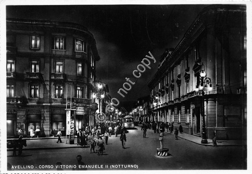 Cartolina Avellino Corso Vittorio Emanuele Notturno