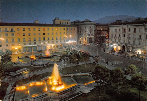 Cartolina Avellino Piazza Libertà dall'alto Notturno