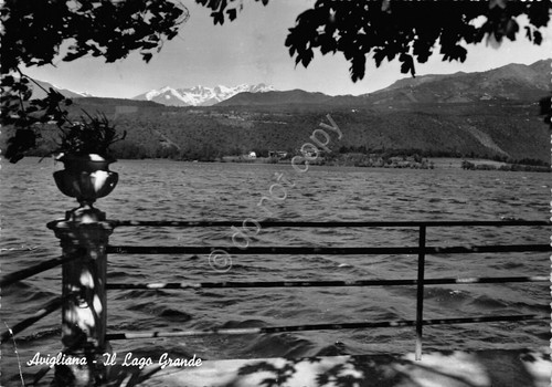 Cartolina Avigliana Lago Grande 1960 Timbro stradale danneggiata (Torino)