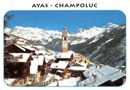Cartolina Ayas Champoluc Panorama parziale 1996 (Aosta)