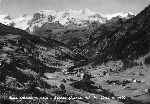 Cartolina Ayas Perriax panorama Monte Rosa -1955 (Aosta)