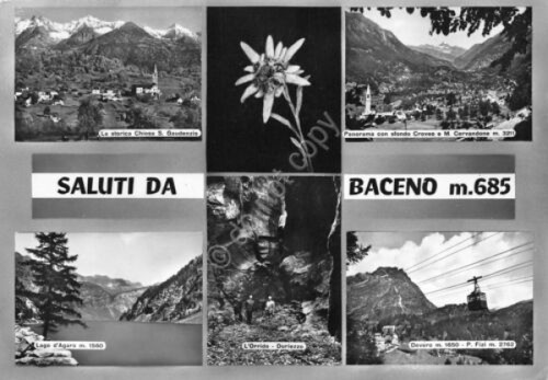 Cartolina Baceno vedute varie 1951