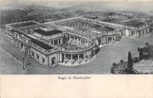 Cartolina Bagni di Montecatini Progetto stabilimento Tettuccio 1925