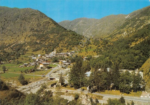 Cartolina Bagni di Vinadio Panorama e Stabilimento Termale (Cuneo)