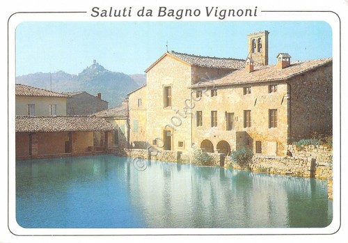 Cartolina Bagno Vignoni Sorgente e Loggiato di Santa Caterina