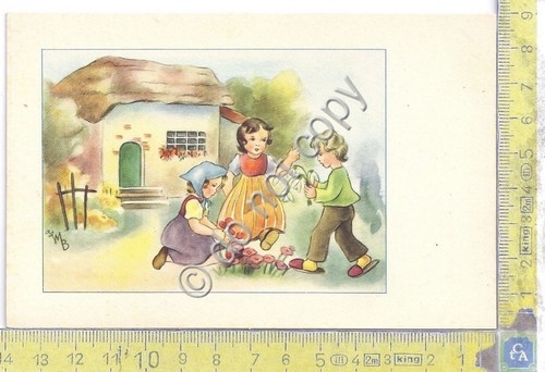 Cartolina Bambine Illustrata M B anni '40 (Illustratori)