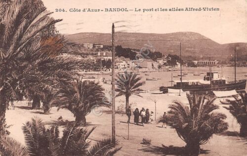 Cartolina Bandol port et allees Alfred Vivien 1934
