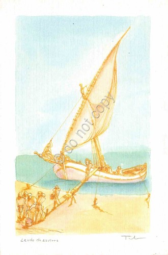 Cartolina Barca illustrata 29° Salone Nautico Internazionale Leudo da zorra