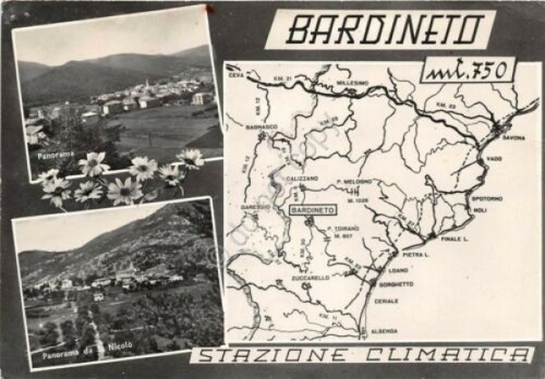 Cartolina Bardineto vedutine mappa 1966 (Savona)