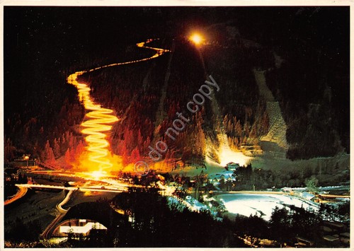 Cartolina Bardonecchia Confine Italo Francese Fiaccolata di Capodanno