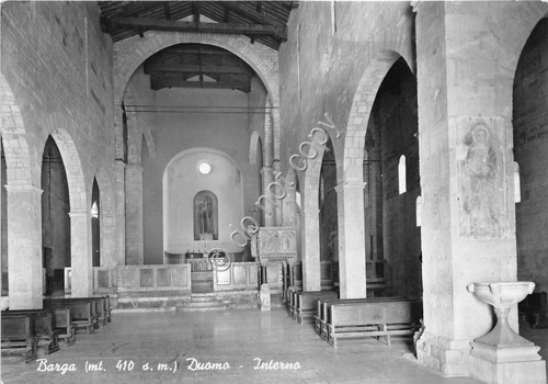 Cartolina Barga Duomo Interno 1961 al retro poesia Pascoli