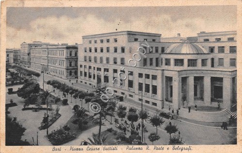 Cartolina Bari Piazza C. Battisti Palazzo Poste e Telegrafi 1941