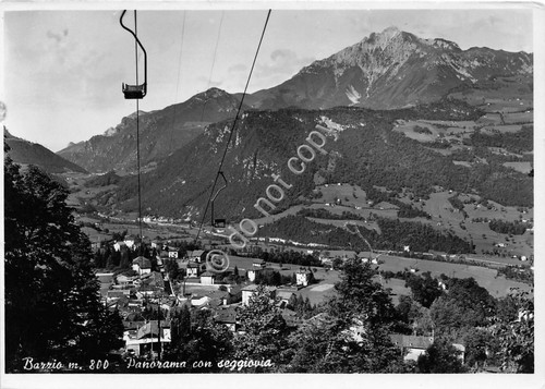 Cartolina Barzio Panorama con seggiovia 1955 (Sondrio)