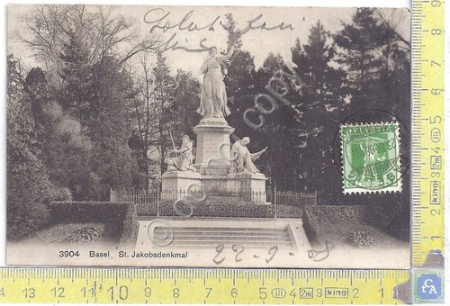 Cartolina Basel - St. Jakobsdenkmal - Vg Suisse Italy- 1908