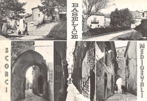 Cartolina Baselice vedute varie scorci medioevali