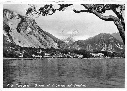 Cartolina Baveno panorama Gruppo del Sempione 1958 Timbro Hotel Italie