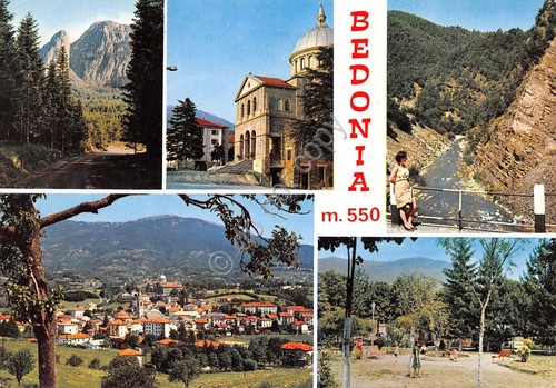 Cartolina Bedonia vedute varie paese 1970