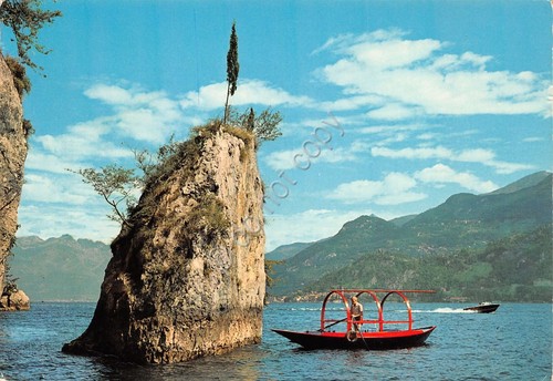 Cartolina Bellagio Lago di Como dintorni imbarcazione animata anni '70