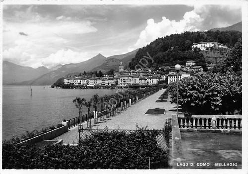 Cartolina Bellagio panorama parziale 1954 (Como)