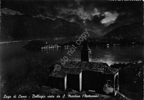 Cartolina Bellagio vista da San Martino Notturno