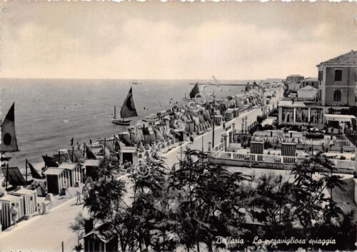 Cartolina Bellaria La Spiaggia 1953 (Rimini)