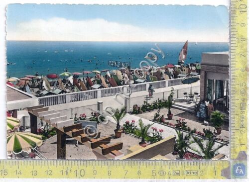 Cartolina Bellaria la spiaggia 1957 (Forl)