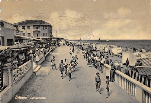 Cartolina Bellaria Lungomare animata 1955 VG (Rimini)