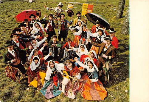 Cartolina Bergamo Gruppo folkloristico Arlecchino Dir Orlando Marisa musica