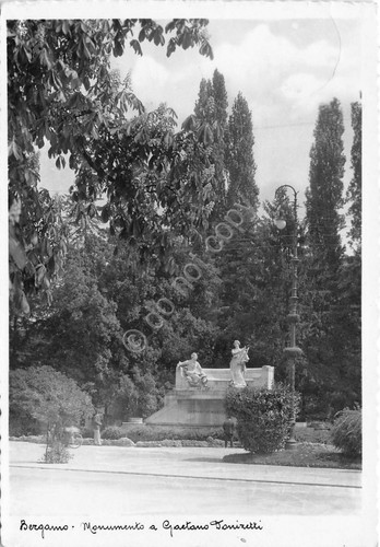Cartolina Bergamo Monumento a Donizetti 1957
