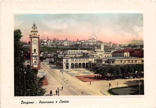 Cartolina Bergamo Panorama Centro -1950