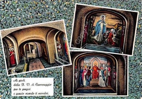 Cartolina Bergamo Santuario Beata Vergine di Caravaggio vedutine 1964