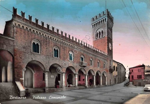 Cartolina Bertinoro Palazzo Comunale colorata 1959