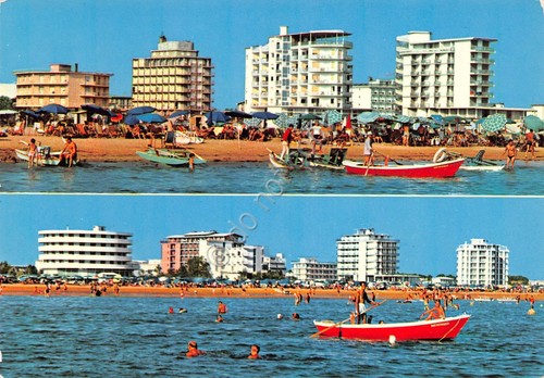 Cartolina Bibione Lido vedute spiaggia dal mare (Venezia)