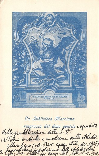 Cartolina Biblioteca Marciana Biblioteca Nazionale di Venezia 1947 Illustrata