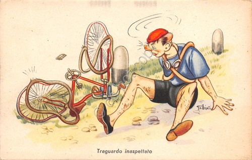 Cartolina Bicicletta umoristica Illustrata Galbiati