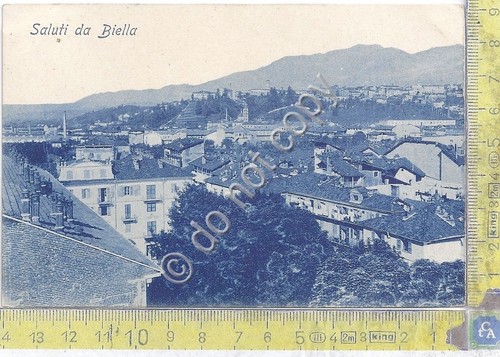 Cartolina Biella Gruss aus saluti da Panorama 1908