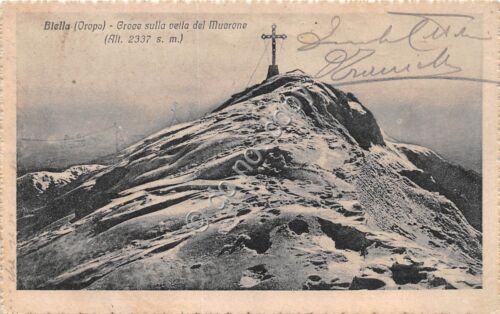 Cartolina Biella Oropa Croce sulla Vetta del Mucrone anni '30