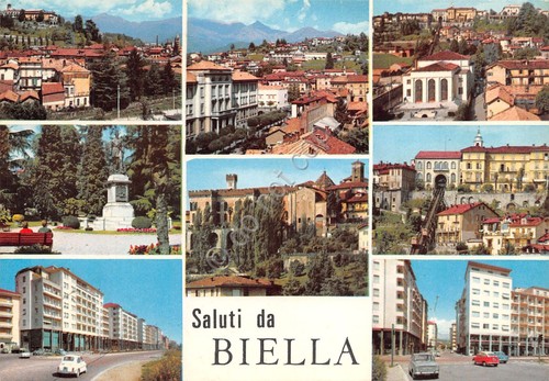 Cartolina Biella vedute varie della città