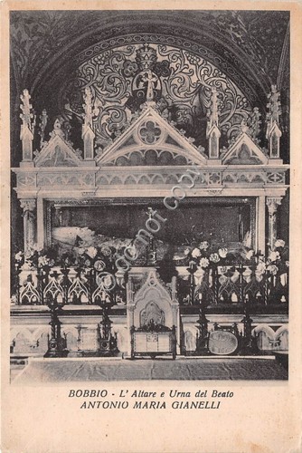 Cartolina Bobbio Altare e Urna Beato Gianelli 1943