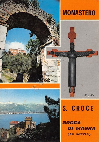 Cartolina Bocca di Magra Monastero Santa Croce vedute (La Spezia)