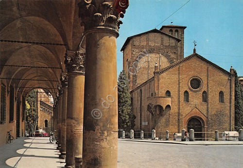 Cartolina Bologna Basilica di S. Stefano e portici