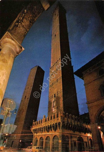 Cartolina Bologna le due torri Notturno
