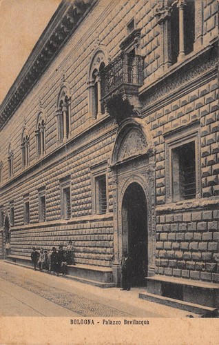 Cartolina Bologna Palazzo Bevilacqua animata 1915