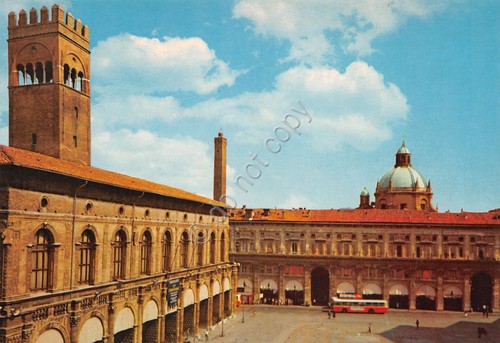 Cartolina Bologna Piazza Maggiore Palazzo Podestà e De' Bianchi